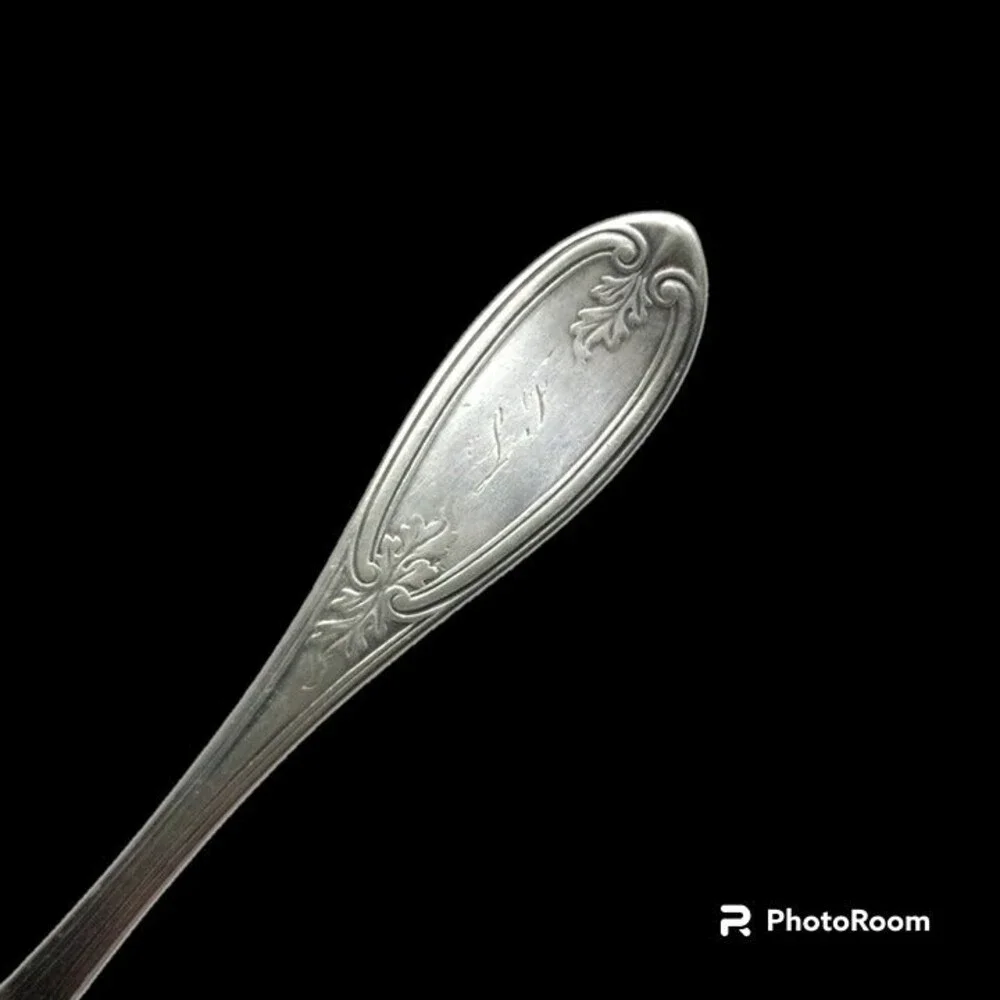 WM Rogers Bros Silverplate Olive Pattern Fork-!848-Monogram L.F-Victorian-Scroll